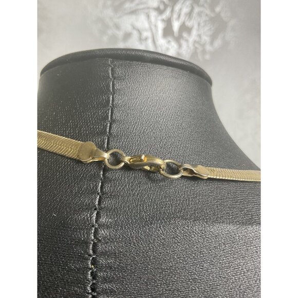 Gold-Tone Herringbone Chain Necklace 18" With Lobster Clasp For Women - Picture 4 of 4